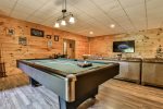 Pool table & 65 TV